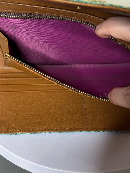 Vintage ETRO Milano Teal Lizard Embossed Leather Trifold Continental Wallet - Picture 9 of 14